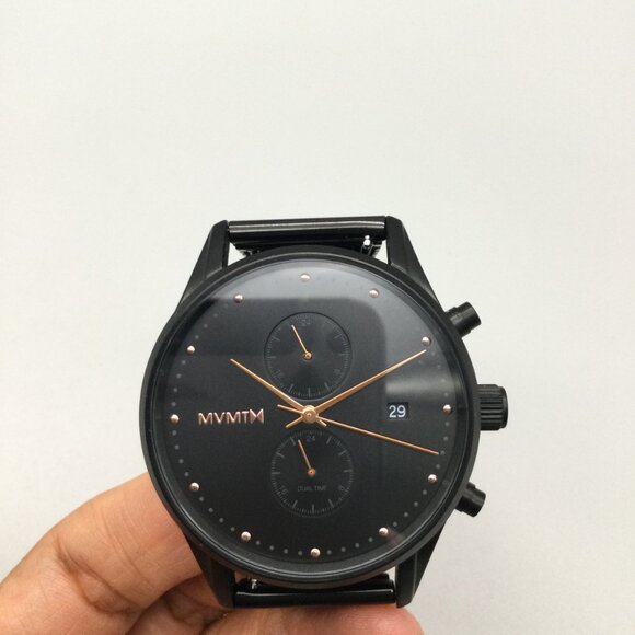 MVMT Voyager Chronograph Watch Men 42mm Black Date Mesh Band BOX New Battery - Picture 6 of 15